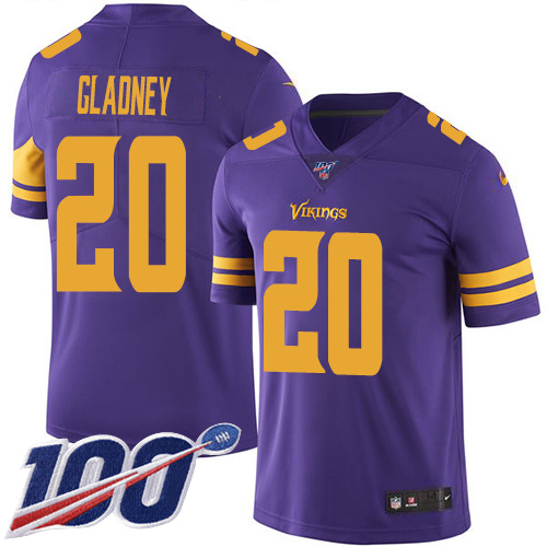 Nike Vikings #20 Jeff Gladney Purple Youth Stitched NFL Limited Rush 100th Season Jersey